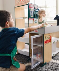 Melissa & Doug Freestanding Wooden Fresh Mart Grocery Store - Supermarket Pretend Play, Kids Play Store, Toy Food Stand For Toddlers And Kids Ages 3+ - FSC-Certified Materials 34 81ZRtyB EEL 1