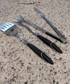 Alpha Grillers Grill Set Heavy Duty BBQ Accessories - BBQ Gifts Tool Set 4pc Grill Accessories with Spatula, Fork, Brush & BBQ Tongs - Grilling Cooking Gifts for Men Dad Durable, Stainless Steel Grill Tool Set 44 81ZSIuXRXkL 5