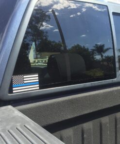 Sassy Stickers Subdued US Flag Reflective Decal with Thin Blue Line 4"x2.5" 12 81ZTSmQYe L