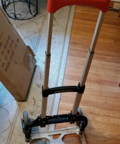 Magna Cart Personal 150 Pound Capacity Aluminum Folding Hand Truck with Telescopic Handle and Foldable Wheels for Industrial, Black and Red Black/Red 45 81ZU5CMVZAL