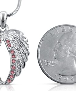 GLAM&CO Guardian Angel Wings Pendant Necklace Jewelry Gifts Girls, Teens and Women, Sympathy, Remembrance, Memorial Condolence Gifts, Mothers Day, Easter Religious Jewelry Gifts, Biker Jewelry (Pink) 5 81ZUnxTVRZL