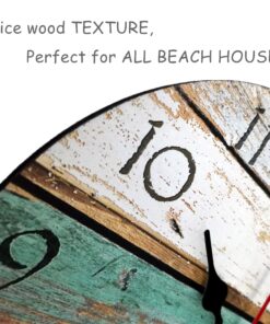 Grazing 12 Inch Wood Wall Clocks Silent Non Ticking Battery Operated,Rustic Decorative Coastal Farmhouse Clock for Bathroom Kitchen Bedroom Living Room Sky Blue 12inch 20 81ZUv18lfLL