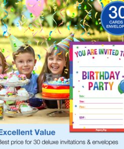 30 Birthday Invitations with Envelopes (30 Pack) - Kids Birthday Party Invitations for Boys or Girls - Rainbow 12 81ZWbUgKXKL