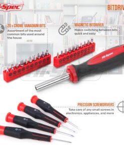 Hi-Spec 49pc Red Home & Garage Tool Kit Set. Essential Hand Tools for DIY Repairs. Complete in a Box 49 Piece 10 81ZXWJgromL