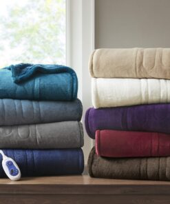 Beautyrest Reversible Microlight to Sherpa Electric Blanket, Auto Shut Off, Virtually Zero EMF, Multi Heat Setting, UL Certified, Machine Washable, Blue Oversized Throw (60 inx70 in) 60x70" 15 81ZZM7pPjAL