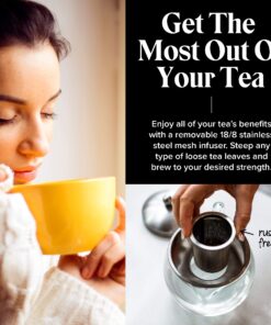 Teapot with Infuser for Loose Tea - 40oz, 3-4 Cup Tea Infuser, Clear Glass Tea Kettle Pot with Strainer & Warmer - Loose Leaf, Iced Tea Maker & Brewer Standard 29 81ZaPVu0rL