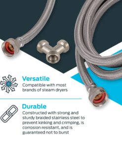 Eastman Steam Dryer Installation Kit, 3/4 Inch FHT Fill Hose, 90 Degree Elbow, 6 ft Braided Stainless Steel Hoses, 41025 12 81ZaQbMywFL