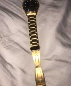 DREAMING Q&P IP Gold Plating Steel Roman Numeral Dial with Rhinestones Mens Wrist Watches for Man Black 003 golden & Black 46 81ZawP07jL 2