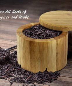 Estilo 2 pc Premium Bamboo Salt and Pepper Bowls, Wooden Spice Containers with Magnetic Swivel Lids, Perfect for Salt, Spice, Sugar, Pepper 2-Pack 21 81Zdfci2PgL
