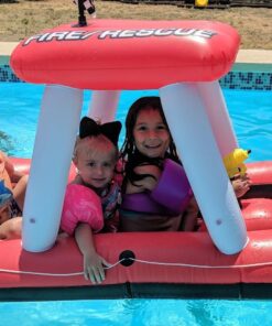 Swimline Fireboat Squirter Inflatable Pool Toy Red/White, 60 X 33 X 32" Fireboat Pool Squirter (Red) 16 81ZdkQoqpkL