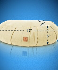 Seat Of Your Soul Crescent Meditation Cushion –10 Colors Half-Moon Yoga Pillow; Organic Cotton Zafu Cover & Zipper Liner to Adjust USA Buckwheat Hulls; Floor Pouf for Sitting Kids, Men or Women Natural 18 81ZdwbnAPwL