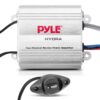 Pyle Hydra Marine Amplifier - Upgraded Elite Series 400 Watt 2 Channel Micro Amplifier - Waterproof, GAIN Level Controls, RCA Stereo Input, 3.5mm Jack & Volume Control (PLMRMP1A) Standard Packaging 48 81Zf4Ua7q2L