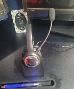 BRAMMAR Wireless Headset for Computer, Bluetooth Headset with Noise Cancelling Microphone for PC, 35H Lightweight USB Headset with Mute Button, Suitable for Remote Working/Call Center/Online Class 37 81ZgLOB6jqL