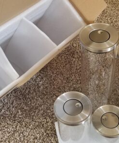 Balchy 5-Piece Canisters Sets with Silicone Seal Borosilicate Glass Jars Vacuum Seal for Tea Coffee Sugar Pop Flour Canister for Kitchen large 42 81ZhJlsn2yL