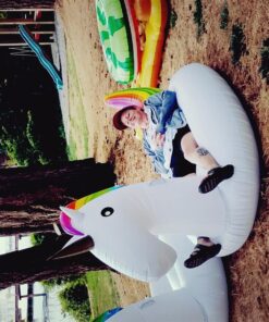 dreambuilderToy Giant Inflatable Unicorn Pool Float, 9 Feet Long , Unicorn Pool Float Floatie Ride On Large raft Summer Beach Pool Party Lounge for Kids and Adults (Unicorn Float) 24 81ZlfYc8LcL