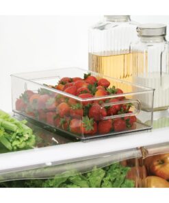 Alternative view of iDesign Plastic Portable Deep Storage Bin with Handles for Organizing Refrigerator, Freezer, Pantry, BPA-Free,8" x 4" x 14.5", Clear 1 Pack