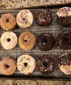 Large Non-Stick 100% LFGB Grade Silicone Donut Pan, Makes 9 Full Size Donuts, Oven, Dishwasher and Freezer Safe Donut Mold by Unicorn Glitter LLC Navy 39 81ZubxOmAuL