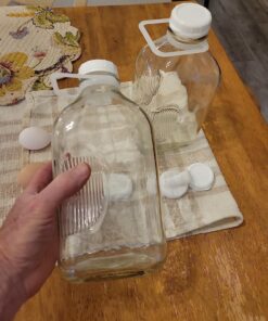 The Dairy Shoppe Heavy Glass Milk Bottles - Jugs with Lids and Silicone Pour Spouts - Clear Milk Containers for Fridge - Reusable Glass Milk Jug Dispenser - Made in USA (64 oz, 2 Pack) 64 oz 27 81ZwLLVJktL