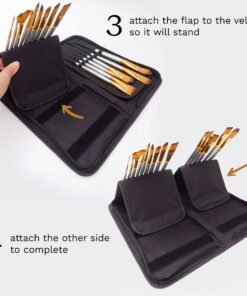 MyArtscape Paint Brushes - 15 Pc Art Brush Set for Watercolor, Acrylic, Oil & Face Painting | Short Handle Artist Paintbrushes with Travel Holder | 1 Year Warranty (Black) Black 18 81ZwqHEXSNL