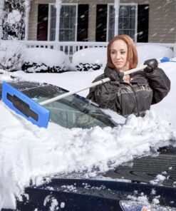 Snow Joe SJBLZD The Original 2-In-1 Telescoping Snow Broom + Ice Scraper w/18-Inch No-Scratch Foam Head, Closed Cell Foam for No Water Absorption, Blue Original Snow Broom 30 81ZzeO9wzvL