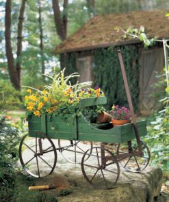 Collections Etc Amish Wagon Decorative Indoor/Outdoor Garden Backyard Planter, Green 32 81a EgXjvhL