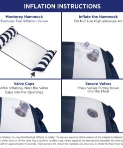 Aqua Original 4-in-1 Monterey Hammock Pool Float & Water Hammock – Multi-Purpose, Inflatable Pool Floats for Adults – Patented Thick, Non-Stick PVC Material Blue Navy - Hammock 24 81a JcQs2AL