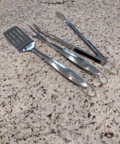 Alpha Grillers Grill Set Heavy Duty BBQ Accessories - BBQ Gifts Tool Set 4pc Grill Accessories with Spatula, Fork, Brush & BBQ Tongs - Grilling Cooking Gifts for Men Dad Durable, Stainless Steel Grill Tool Set 45 81a0vFNNloL 5
