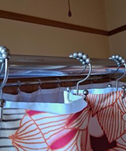 Maytex Shower Curtain Hooks, Shower Curtain Rings, Rust-Resistant Decorative Double Roller Glide Shower Hooks, Shower Rings for Bathroom Shower Rods, Curtains, Liners, Set of 12, Chrome 23 81a54JUnu4L