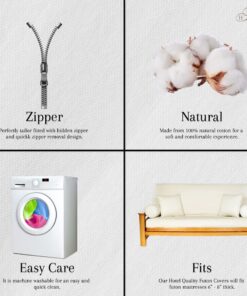 Royal Heritage Home 100% Cotton Full Size Futon Cover - Black - Washable Zippered Sofa Furniture Bed Mattress Covers - Armless Couch Zipper Slipcover Protector/Encasement 17 81a7TQPBScL