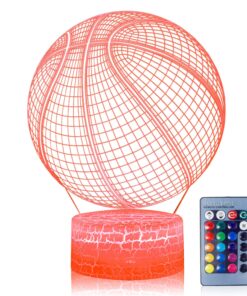 3D Illusion Basketball Night Lamp 16 Color change Touch White Crack Base Remote Control Birthday Present Boys Girls Party Kids Home Decor Desk basketball lover teenager christmas gifts xmas gift 12 81a7uReAbL