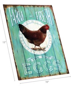 Barnyard Designs 'Farm Fresh Free Range Eggs' Retro Vintage Metal Tin Bar Sign, Decorative Wall Art Signage, Primitive Farmhouse Country Kitchen Home Décor, 10" x 13" Eggs Hen 23 81aAf9tXMmL