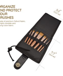 MyArtscape Travel Paint Brush Set, 7 Ultra Short-Handle Brushes with Case Holder - for Watercolor, Gouache and Acrylic - Synthetic Hair - Ideal for Plein Air Painting - Art Supplies 32 81aAgFFyfML