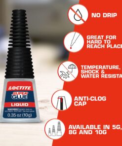 Loctite Super Glue Liquid Longneck Bottle, Clear Superglue for Plastic, Wood, Metal, Crafts, & Repair, Cyanoacrylate Adhesive Instant Glue, Quick Dry - 0.35 fl oz Bottle,Pack of 1 (Packaging May Vary) 0.35 oz 21 81aB5OZzBS 1