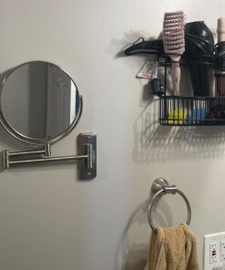 JERDON Two-Sided Wall-Mounted Makeup Mirror - Makeup Mirror with 5X Magnification & Wall-Mount Arm - 8-Inch Diameter Mirror with Nickel Finish Wall Mount - Model JP7506N 28 81aBDVq gTL 2