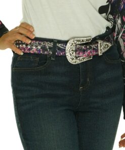 Alternative view of Muddy Girl Pink Camo Belt - Women’s Western Cowgirl Rhinestone Studded Bling Belt with Buckle Small