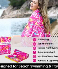 Alternative view of 4Monster Microfiber Beach Towel Quick Dry,Super Absorbent Lightweight Travel Towel for Swimmers, Sand Free Camping Towel, Beach Towels for Pool, Swim, Water Sports,Yoga,Gym,Backpacking 03cherry Red 63.00" x 31.50"