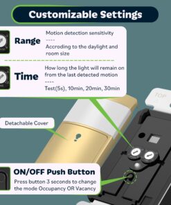TOPGREENER Motion Sensor Switch, PIR Sensor Light Switch, Occupancy & Vacancy Modes, No Neutral Wire Required, Operable Without Ground Wire, 1.25A, 150W Dimmable LED, Single Pole, TDOS5-KM-GD, Gold 1 Pack 16 81aIuxbQorL