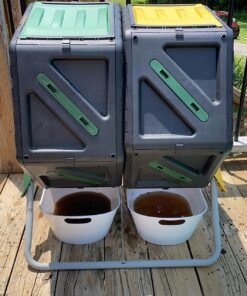 Dual Chamber Compost Tumbler – Easy-Turn, Fast-Working System – All-Season, Heavy-Duty, High Volume Composter with 2 Sliding Doors - (2 – 18.5gallon /70 Liter) 32 81aJdBVXOpL