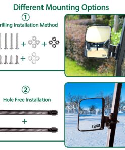 9.99WORLD MALL Golf Cart Side Mirrors, No Drilling 180 Degree Rotation & Foldable-HD Shatterproof Glass Mirrors for Golf Cart Club Car EZGO and Other (Multiple Size Clips) (New for 2022) New for 2022 11 81aKMmOgLKL