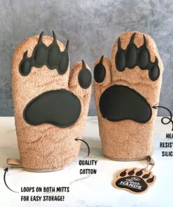 Genuine Fred Bear Hands Oven Mitts - Quality Cotton with Heat Resistant Silicone - Fun & Function Kitchen Gadgets - Funny White Elephant Gift - Great Gift for Home Cooks, Bakers, & Animal Lovers - 23 81aKks8wtXL