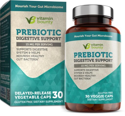 Vitamin Bounty Prebiotic Fiber Digestive Support - Gut Health Supplements for Women and Men, Dietary Fiber, Supports Digestive Health, Probiotics for Women & Men for Gas Relief - 60 Capsules