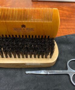 Beard Brush for Men & Beard Comb Set w/Mustache Scissors Grooming Kit, Natural Boar Bristle Brush, Dual Action Wood Comb, and Travel Bag Great for Christmas Gift (Bamboo) Bamboo 61 81aMIeQgaDL