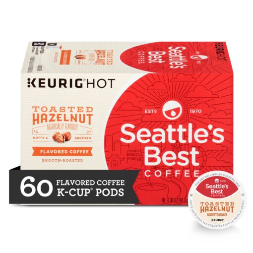 Seattle's Best Coffee Toasted Hazelnut Flavored Medium Roast K-Cup Pods | 10 Count (Pack of 6) 10 Count (Pack of 6)