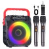 Karaoke Machine with Two Wireless Microphones, Portable Karaoke Machine for Adults & Kids, Portable Bluetooth Speaker with PA System, LED Lights, Supports TF Card/USB, AUX in, FM, USB,TWS (Red) red 7 81aO0tOALL