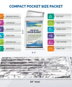 Alternative view of Primacare HB-10 Emergency Foil Mylar Thermal Blanket (Pack of 10), 52" Length x 84" Width, Silver