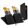 WA Portman 15-pc Paint Brush Set with Case - Acrylic, Oil and Watercolor Brush Set with Case - 15 All-Purpose Paint Brushes with Zip-Up Paint Brush Case - Watercolor Brush Case - Paint Brush Holder 15 Piece Set