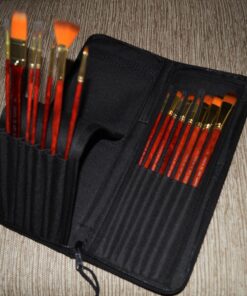 Santa Fe Art Supply Paint Brush Set W/Carrying Case-Organizer - 15+1 Professional Grade Wood Paintbrush Kit Perfect for Watercolor, Oil, Ink, Face - Creative Art Brushes & Craft Supplies for Artists 42 81aUB40CjVL