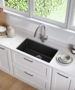 Kraus KGU-413B Undermount Single Bowl Granite Kitchen Sink, 31 Inch, Black 43 81aUvVvWzJL