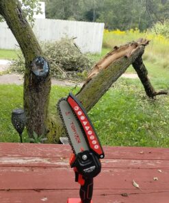 Mini Chainsaw 6-Inch Battery Powered - Cordless Electric Handheld Chainsaw with 2 Rechargeable Batteries - 21V Small Power Chain Saws Battery Operated for Tree Trimming Wood Cutting 35 81aXYpjx3L