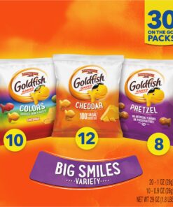 Goldfish Crackers Big Smiles Variety Pack with Cheddar, Colors, and Pretzels, Snack Packs, 30 Ct 28 81aYUpBSxGL